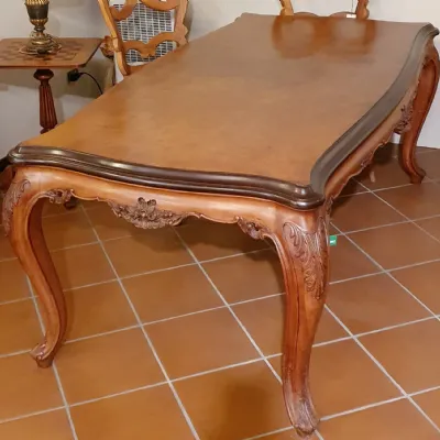 Tavolo rettangolare in legno Chippendale rettangolare di Artigianale in Offerta Outlet