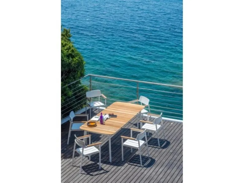 Tavolo fisso con piano in teak Shine Emu a prezzo ribassato