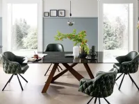 Tavolo rettangolare in marmo Metal in legno rovere massello di Alta corte in Offerta Outlet
