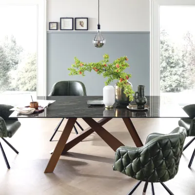 Tavolo rettangolare in marmo Metal in legno rovere massello di Alta corte in Offerta Outlet