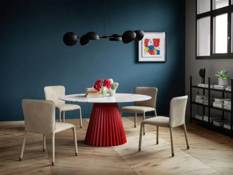 Tavolo in ceramica rotondo Pliss Midj in offerta outlet