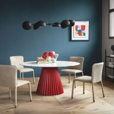 Tavolo in ceramica rotondo Pliss Midj in offerta outlet