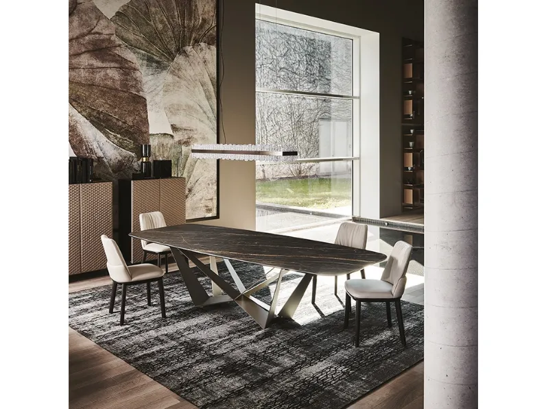 Tavolo Skorpio sagomato keramik-base titanio Cattelan italia a prezzo ribassato