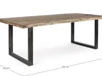 Tavolo rettangolare in legno Gama di Artigianale in Offerta Outlet