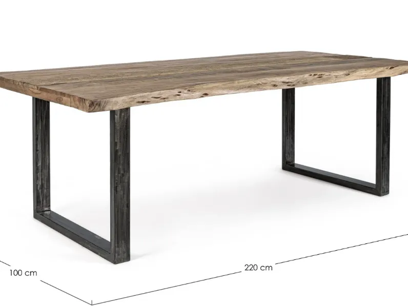 Tavolo rettangolare in legno Gama di Artigianale in Offerta Outlet