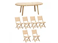 Tavolo Greenwood Set teak massello con 6 sedie PREZZI OUTLET