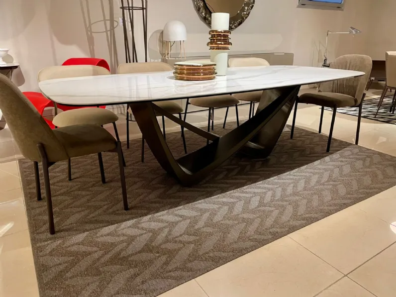 Tavolo in ceramica ovale Bach Bontempi in offerta outlet
