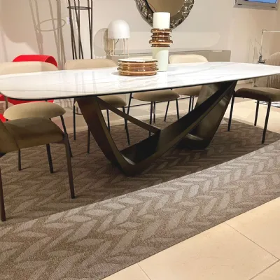 Tavolo in ceramica ovale Bach Bontempi in offerta outlet