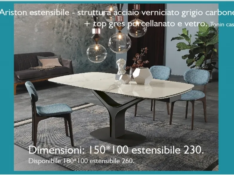 Tavolo in ceramica rettangolare Ariston Tonin casa in Offerta Outlet