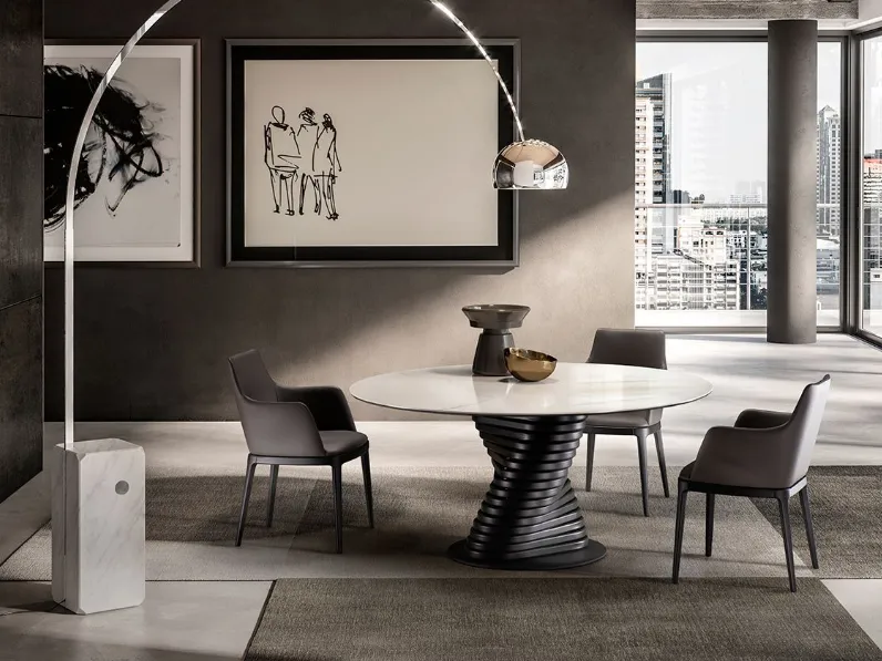Tavolo in ceramica rotondo Rotolo eforma Collezione esclusiva in offerta outlet