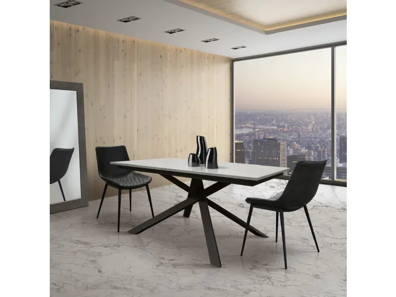 Tavolo rettangolare Allungabile finitura grigio cemento Collezione esclusiva scontato del 40%