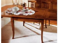 Tavolo classico quadrato completo di 4 sedie collezione Palazzo Alfieri in noce intarsiato