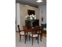 Tavolo classico quadrato completo di 4 sedie collezione Palazzo Alfieri in noce intarsiato