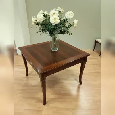 Tavolo classico quadrato completo di 4 sedie collezione Palazzo Alfieri in noce intarsiato