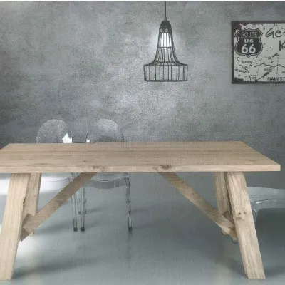 Tavolo in legno rettangolare  atelier in rovere impiallacciato- art.814 Artigianale in Offerta Outlet