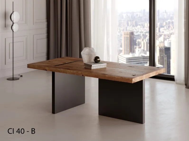 Tavolo rettangolare in legno Caracas di Le fablier in Offerta Outlet