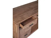 Tavolo in legno rettangolare Credenza postazione lavoro piano estraibile e ruote in legno  Outlet etnico a prezzo scontato