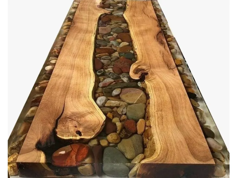 Tavolo in legno rettangolare Diamanti Artigianale in offerta outlet
