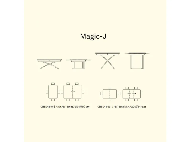 Tavolo in legno rettangolare Magic-j Connubia a prezzo scontato