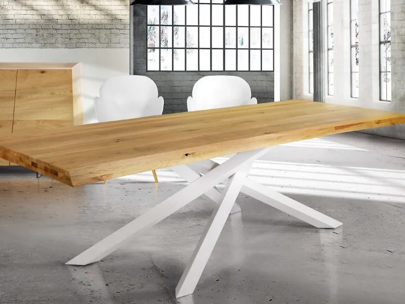 Tavolo in legno rettangolare Maxi 250 cm rovere nodato resinato Md work a prezzo scontato