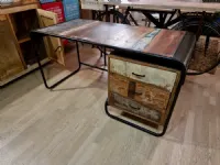 Tavolo in legno rettangolare Scrivania industrial round   Outlet etnico a prezzo scontato