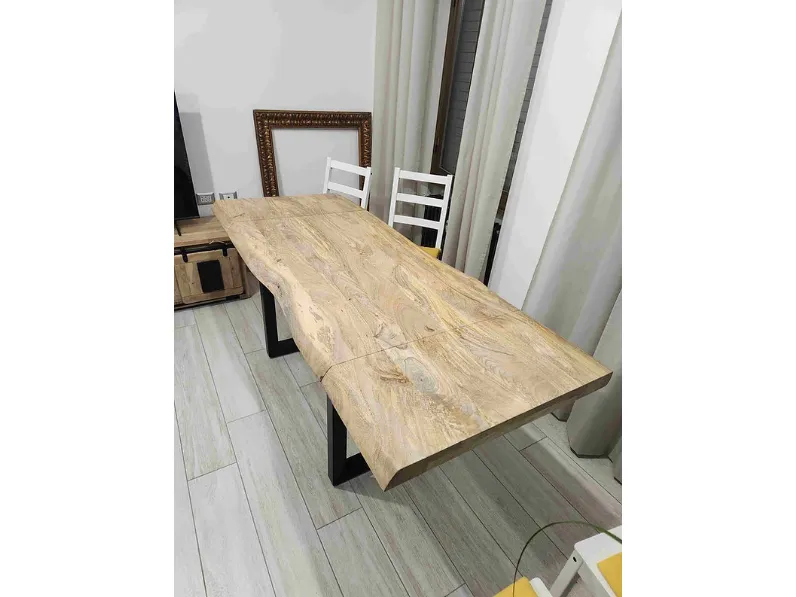 Tavolo in legno rettangolare Tavolo allungabile craft gambe u Outlet etnico a prezzo scontato