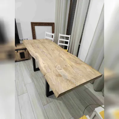 Tavolo in legno rettangolare Tavolo allungabile craft gambe u Outlet etnico in offerta outlet
