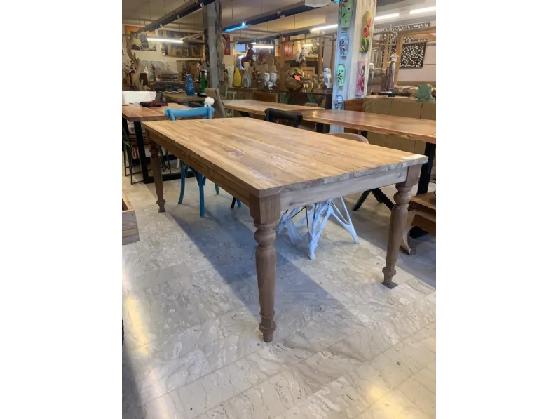 Tavolo rettangolare in legno Tavolo fisso teak 200 di Outlet etnico in Offerta Outlet