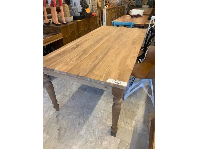 Tavolo rettangolare in legno Tavolo fisso teak 200 di Outlet etnico in Offerta Outlet