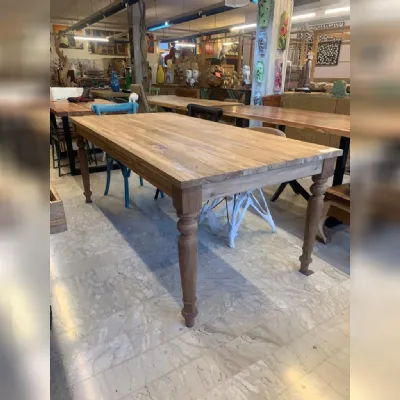 Tavolo rettangolare in legno Tavolo fisso teak 200 di Outlet etnico in Offerta Outlet