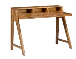 Tavolo in legno rettangolare Tavolo  scrittoio  con ripiani mobili stile vintage Outlet etnico a prezzo ribassato