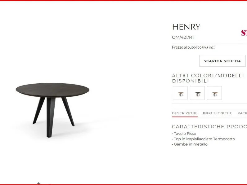 Tavolo in legno rotondo Henry Stones in offerta outlet