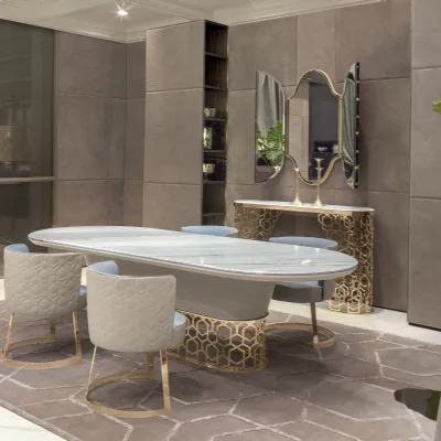 Tavolo in marmo sagomato Piano palissandro struttura nabuk pelle luxury maxi  Md work in offerta outlet
