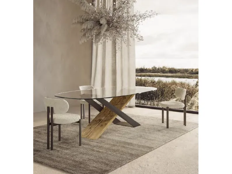 Tavolo in vetro ellittico Naturedesign mod x small ellisse Nature design in offerta outlet