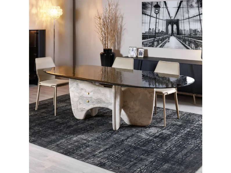 Tavolo in vetro ovale Masai outlet Diotti.com a prezzo ribassato