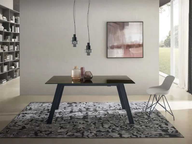 Tavolo in vetro rettangolare Raw Zamagna in offerta outlet
