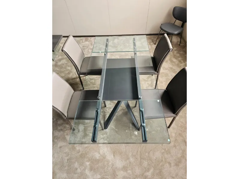 Tavolo rettangolare in vetro Romeo  di Easyline in Offerta Outlet