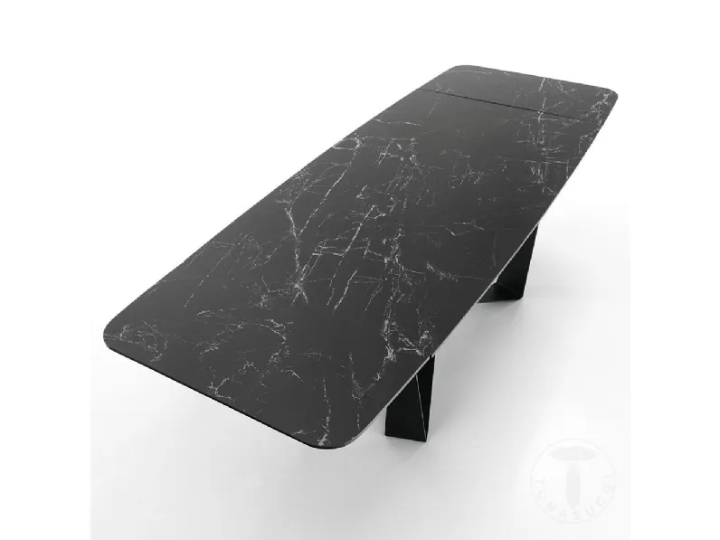 Tavolo in vetro rettangolare Tavolo allungabile gram matt black marble Tomasucci in offerta outlet