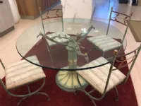 Tavolo in vetro rotondo Tavolo + sedie ferro battuto Solari in Offerta Outlet