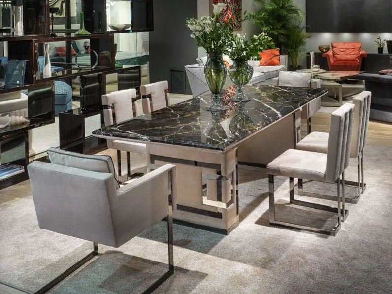 Tavolo Md work Luxury italia nabuk e marmo SCONTATO a PREZZI OUTLET