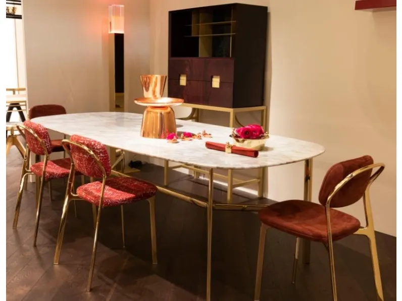 Tavolo rettangolare in marmo Table luxury calacatta ottone di Md work in Offerta Outlet