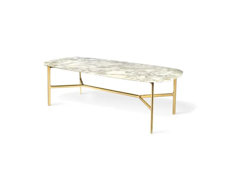 Tavolo rettangolare in marmo Table luxury calacatta ottone di Md work in Offerta Outlet