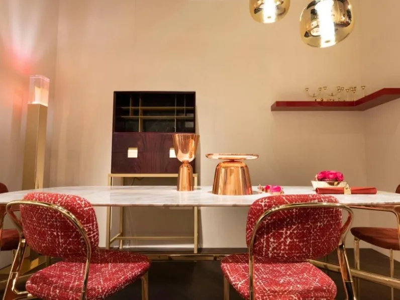 Tavolo rettangolare in marmo Table luxury calacatta ottone di Md work in Offerta Outlet