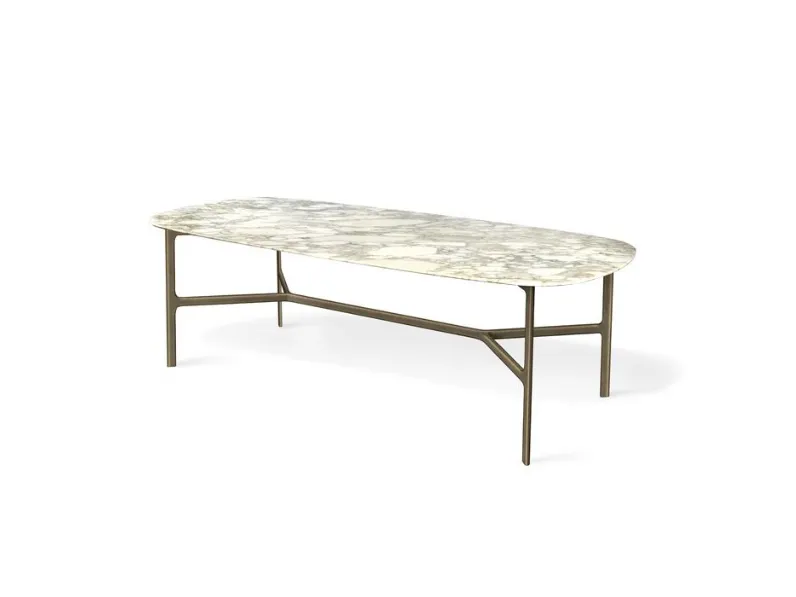 Tavolo rettangolare in marmo Table luxury calacatta ottone di Md work in Offerta Outlet