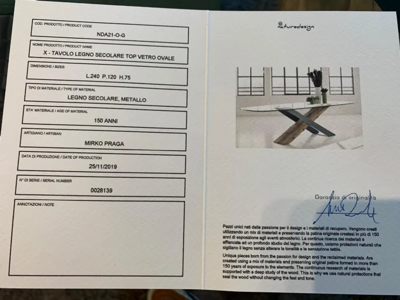 Tavolo ovale X di Nature design a prezzo riservato 
