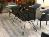 Tavolo con piano in vetro rettangolare di Riflessi a PREZZO OUTLET 