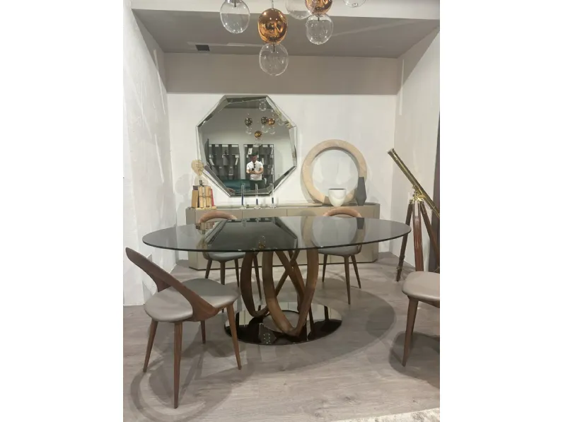 Tavolo in vetro ellittico Infinity Porada in offerta outlet