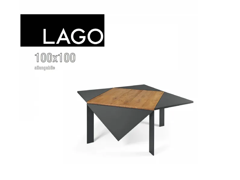 Tavolo quadrato in legno Loto allungabile 100x100 di Lago in Offerta Outlet