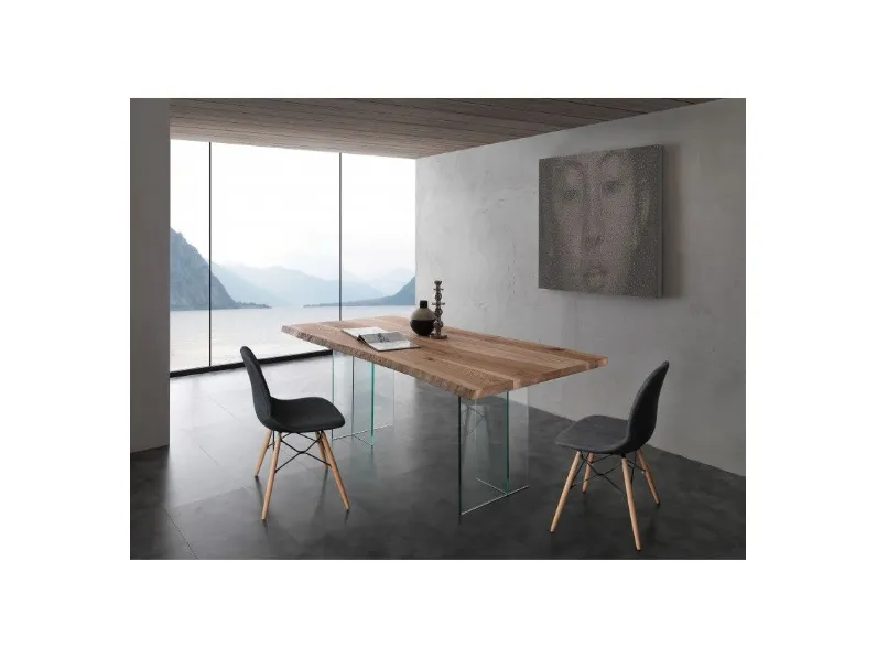 Tavolo in legno rettangolare Bio glass * La seggiola a prezzo ribassato