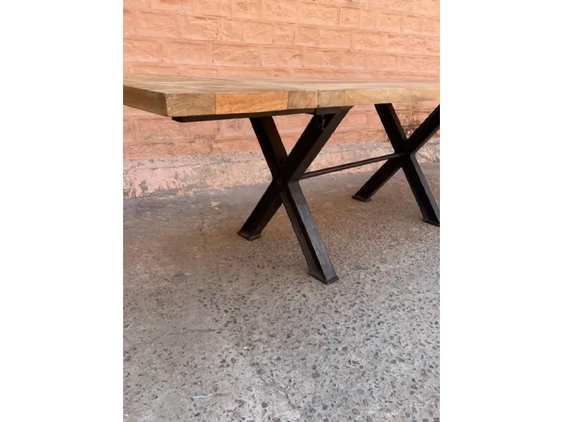 Tavolo rettangolare a cavalletto Tavolo industrial gambe ferro/legno in  offerta Outlet etnico scontato
